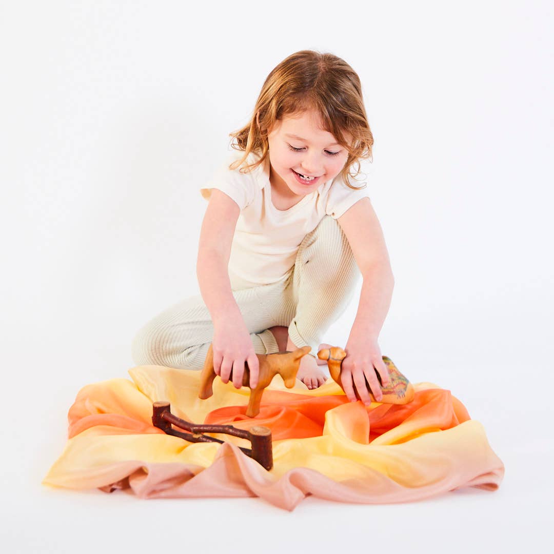 Sarahs Silk Earth Playsilks - Open-Ended 100% Silk, Natural Waldorf Toys: Ocean - - MamaMilla