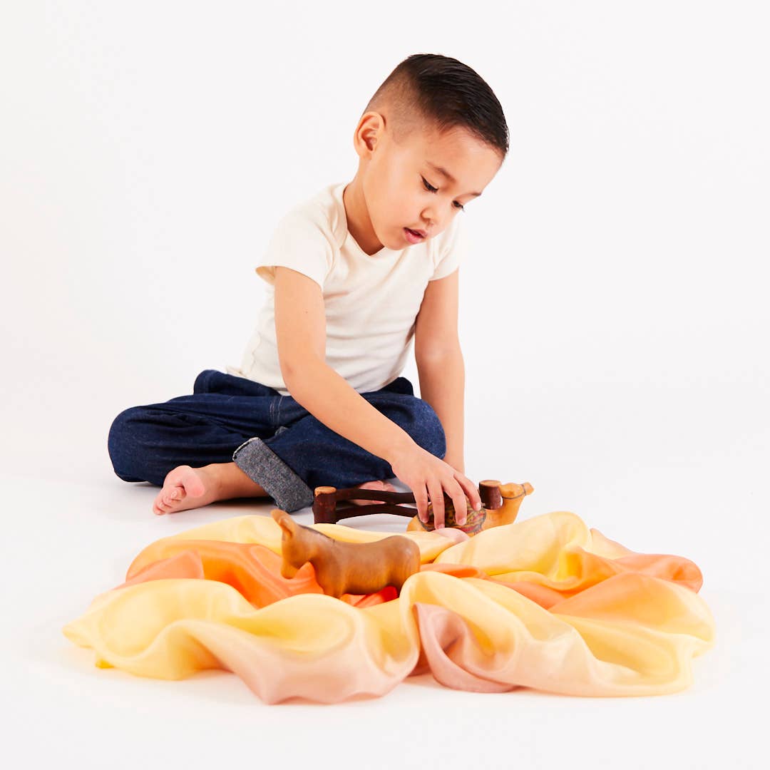 Sarahs Silk Earth Playsilks - Open-Ended 100% Silk, Natural Waldorf Toys: Ocean - - MamaMilla