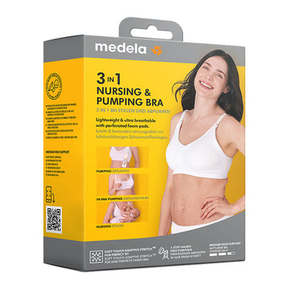 Medela Bekväm 3-i-1 amnings- och pump-BH, vit, strl M