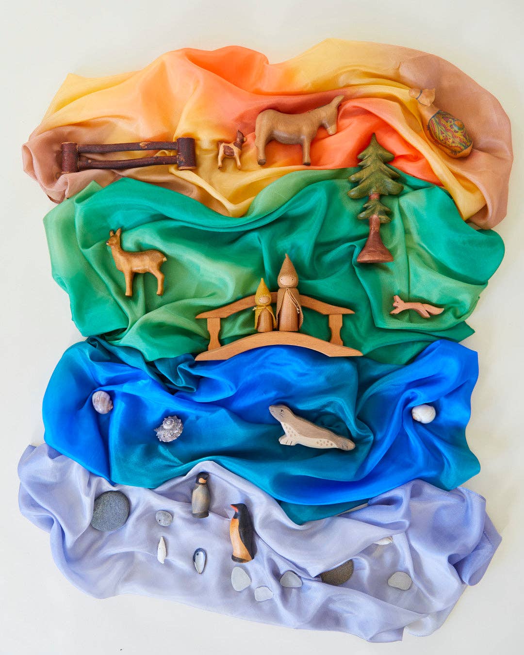 Sarahs Silk Earth Playsilks - Open-Ended 100% Silk, Natural Waldorf Toys: Desert - - MamaMilla