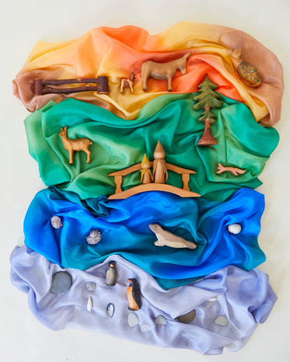 Sarahs Silk Earth Playsilks - Open-Ended 100% Silk, Natural Waldorf Toys: Ocean - - MamaMilla