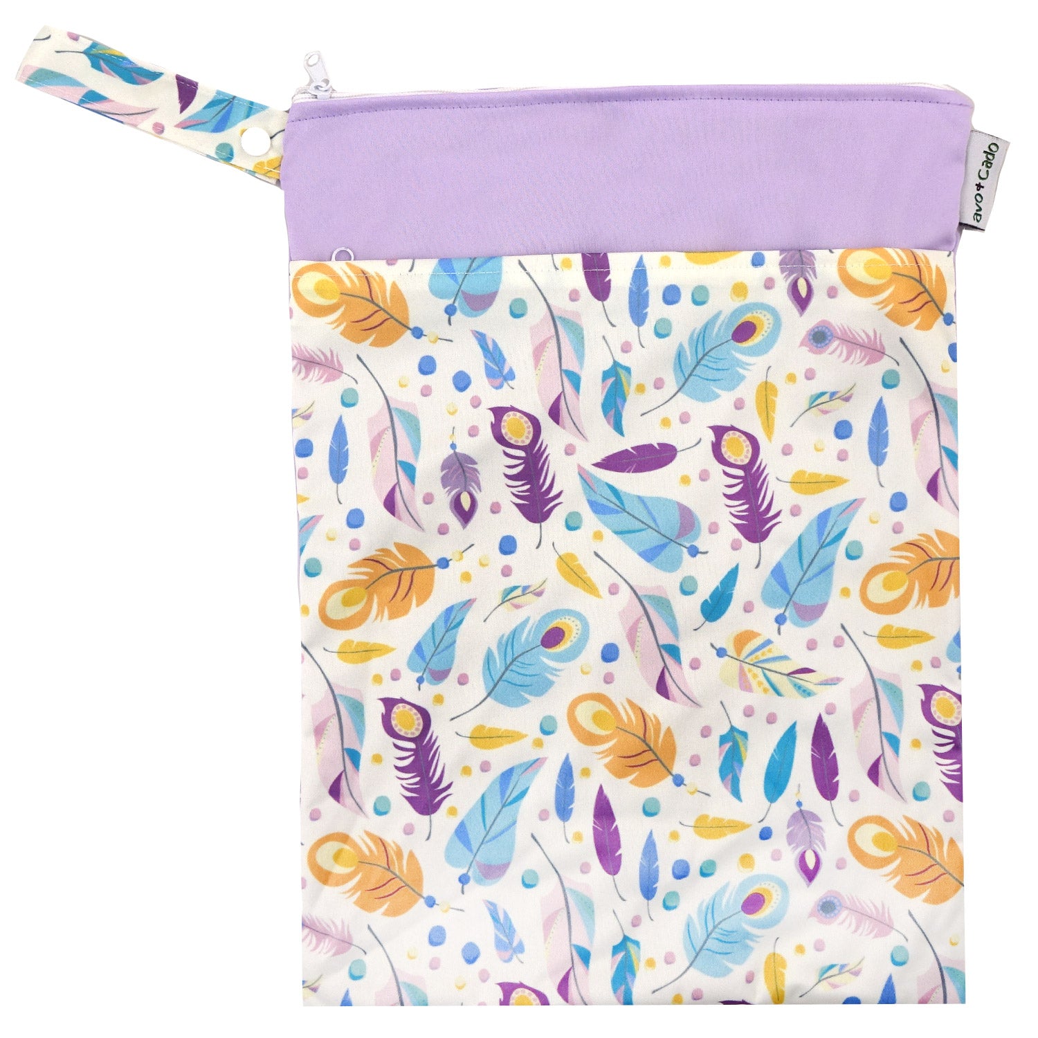 avo+cado Wetbag Medium mit zwei Fächern – Federn – Wetbag medium – MamaMilla