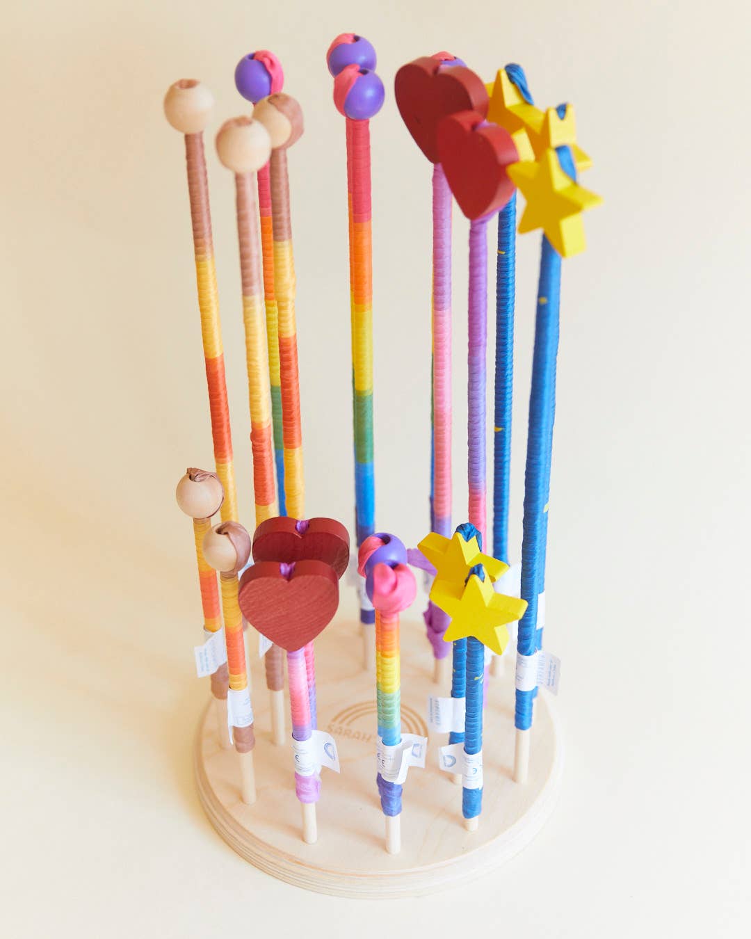 Sarahs Silk Pink &amp; Purple Silk &amp; Wood Streamer - Wand for Pretend Play - - MamaMilla