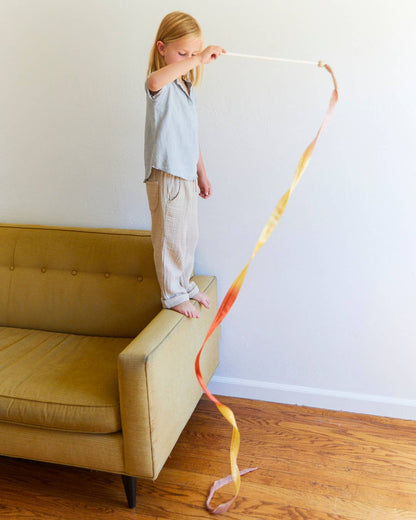 Sarahs Silk Boho Rainbow Silk &amp; Wood Streamer - Wand for Pretend Play - - MamaMilla