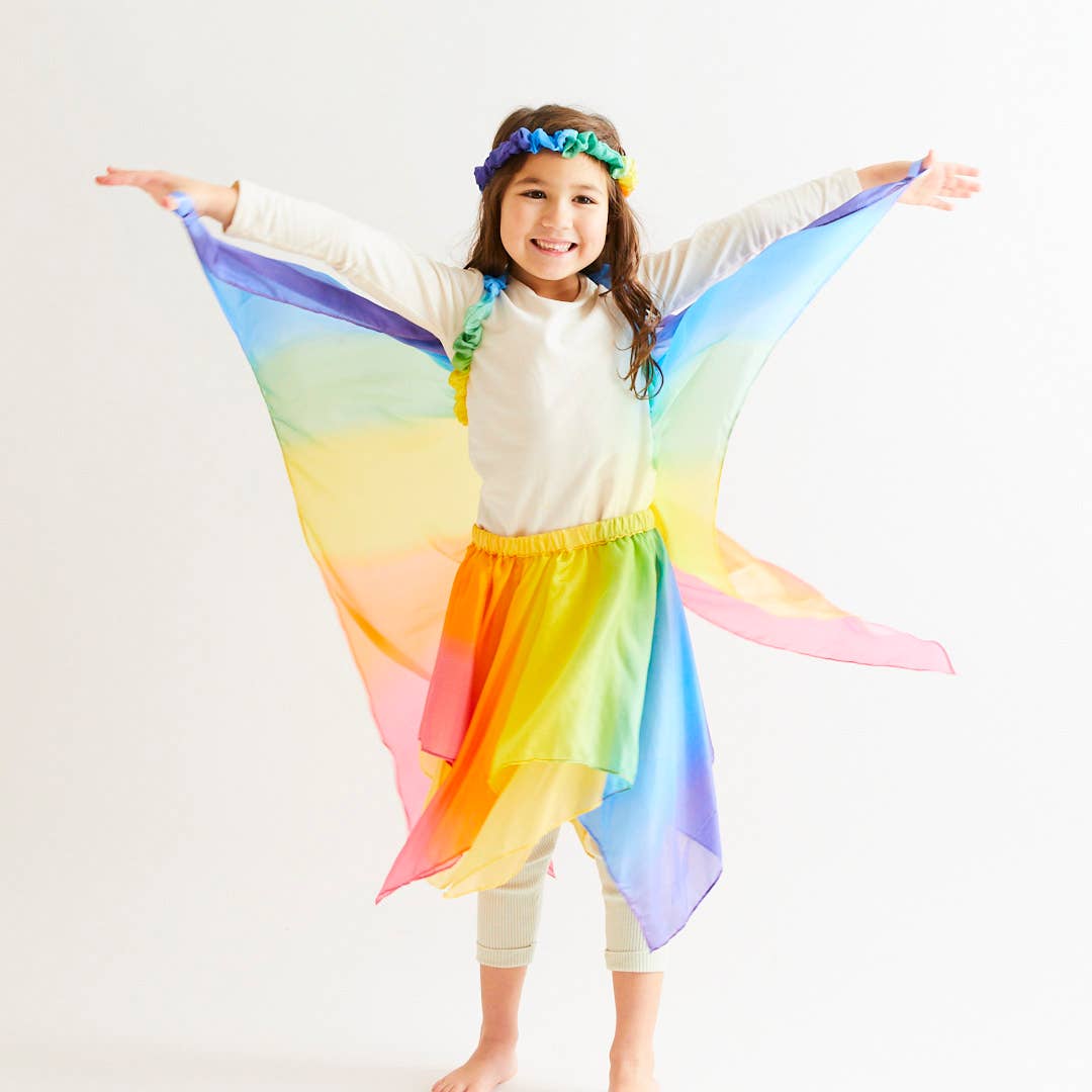 Sarahs Silk Silk Rainbow Wings - för Fairy Dress-Up Play - - MamaMilla