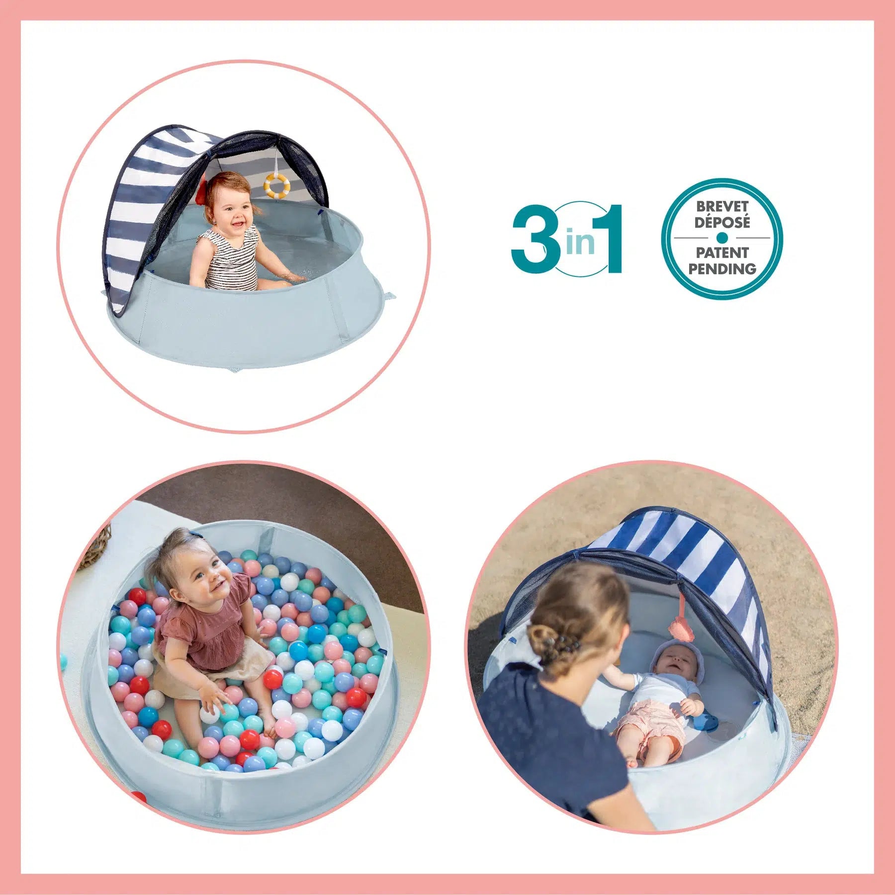 Babymoov 3i1 UV-telt - Mariniére Aquani - Uv-telt - MamaMilla